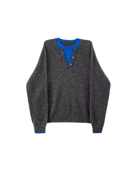 【清仓狂欢】假两件设计感减龄款针织衫上衣女套头毛衣6190#