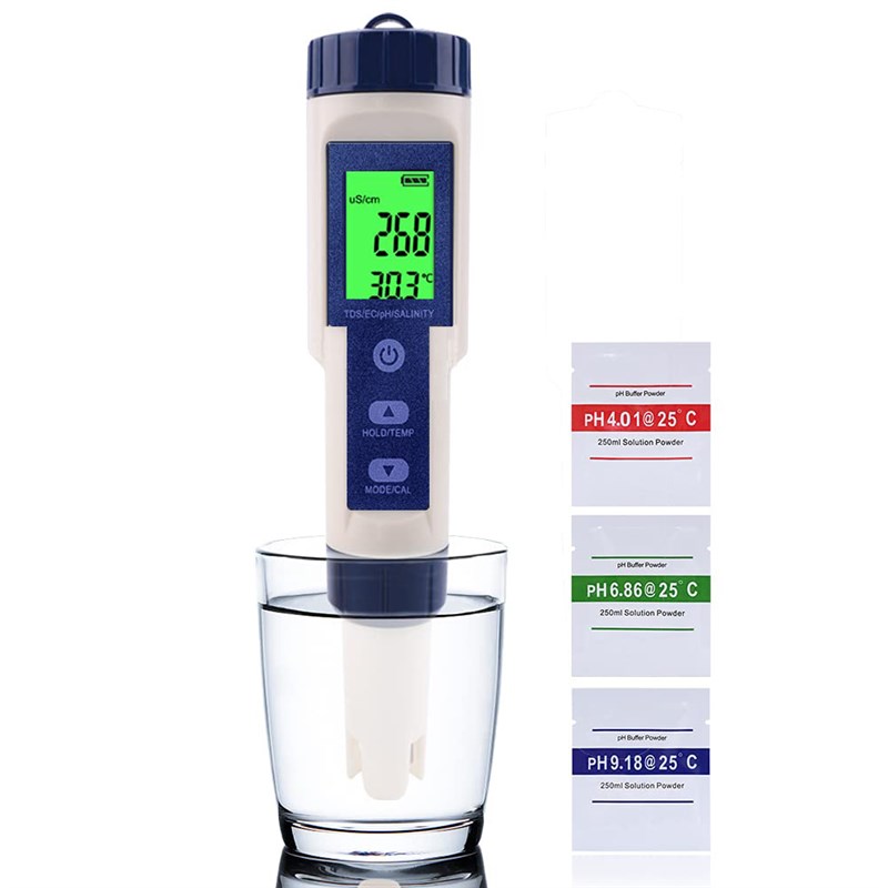 高精度水质盐度计PH/TDS/EC/盐度/水温水产养殖鱼缸水质检测笔