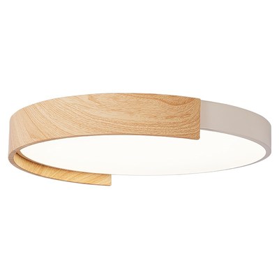 原木风简约卧室房间灯现代主卧护眼吸顶灯奶油木纹书房全光谱灯具