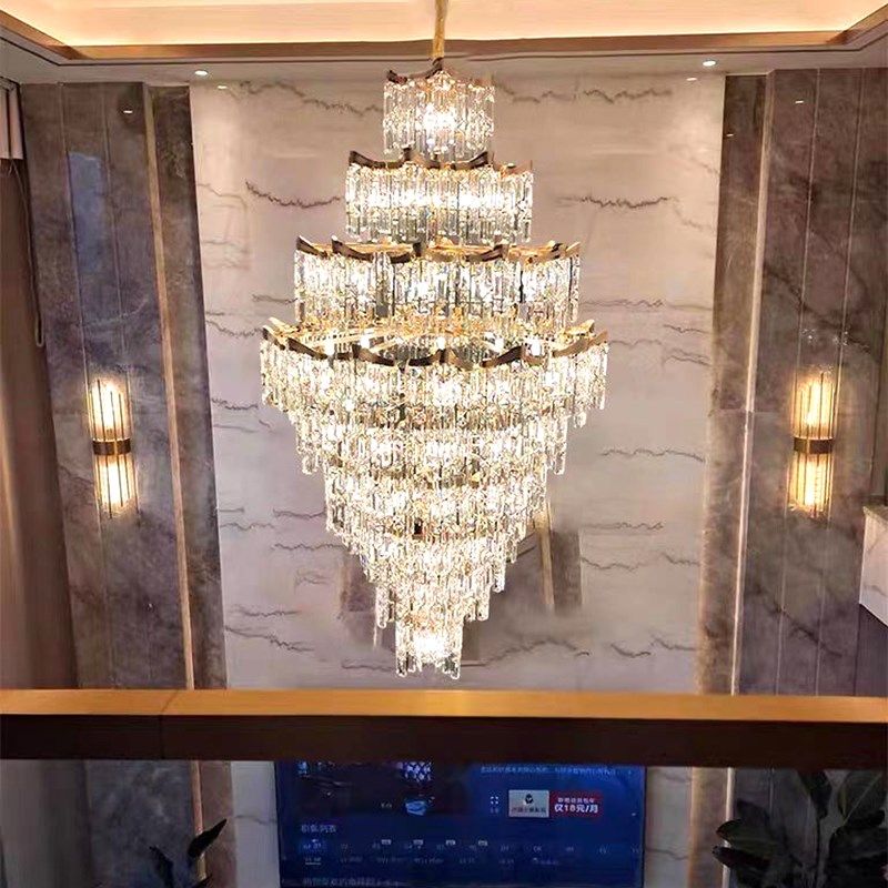 复式楼别墅客厅大吊灯挑高跃层轻奢水晶灯loft中空旋转楼梯长吊灯,家装灯饰光源,LOFT/复式住宅/楼梯吊灯,淘宝优惠券,粉丝福利购,淘宝优惠卷