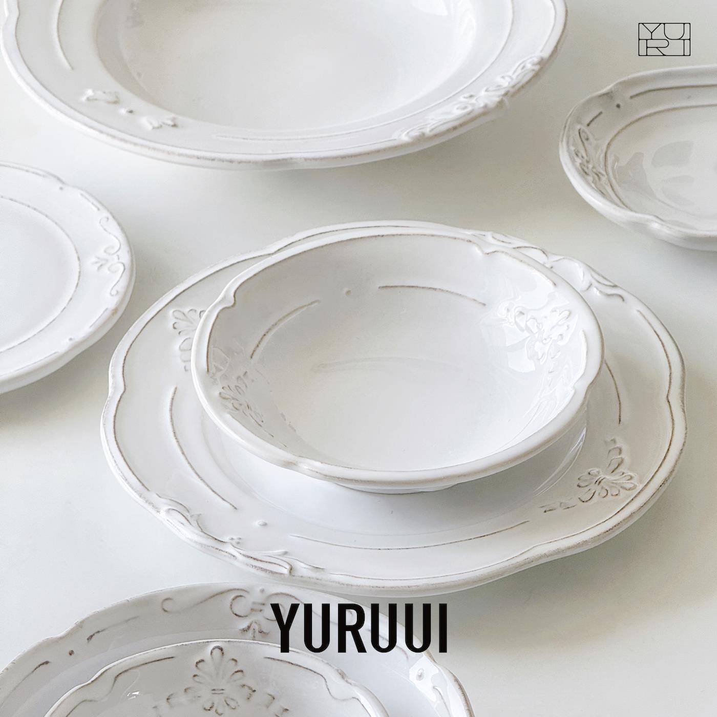 [YURUUI设计师]意大利Virginia Casa粗陶浮雕餐盘杯碟酸奶谷物碗
