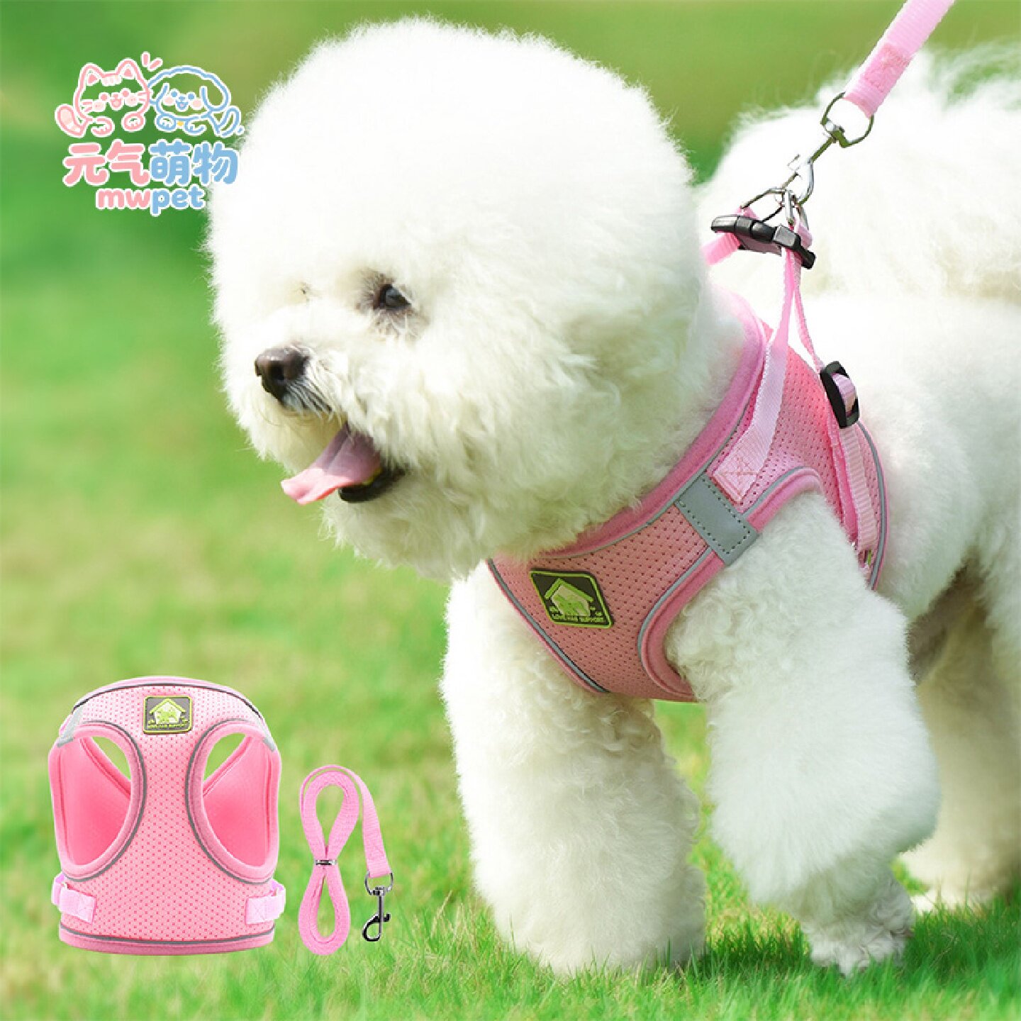 背心式小型犬狗狗牵引绳比熊泰迪博美小狗幼犬夏季网眼透气胸背带