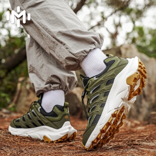 MODME/摩客迷户外登山鞋男军绿色厚底运动休闲鞋防滑徒步鞋系带潮