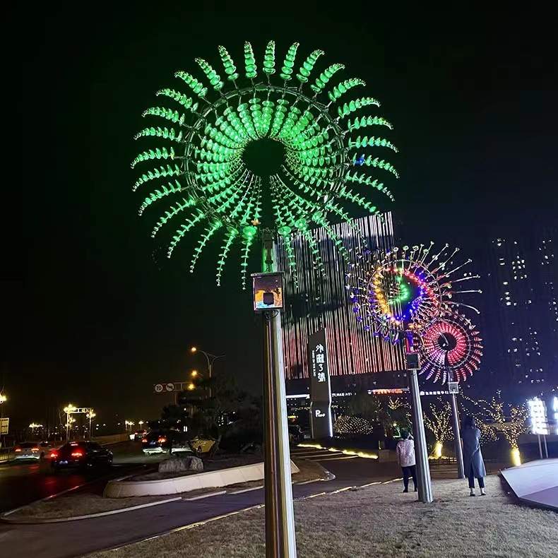 制做不锈钢风动雕塑造型灯风动亮化灯配件景观灯镂空景观装置