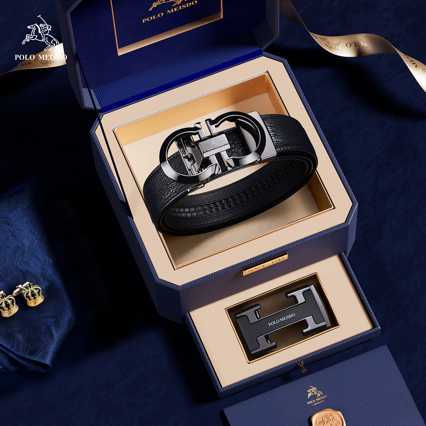 正品保罗皮带男士海豹皮腰带