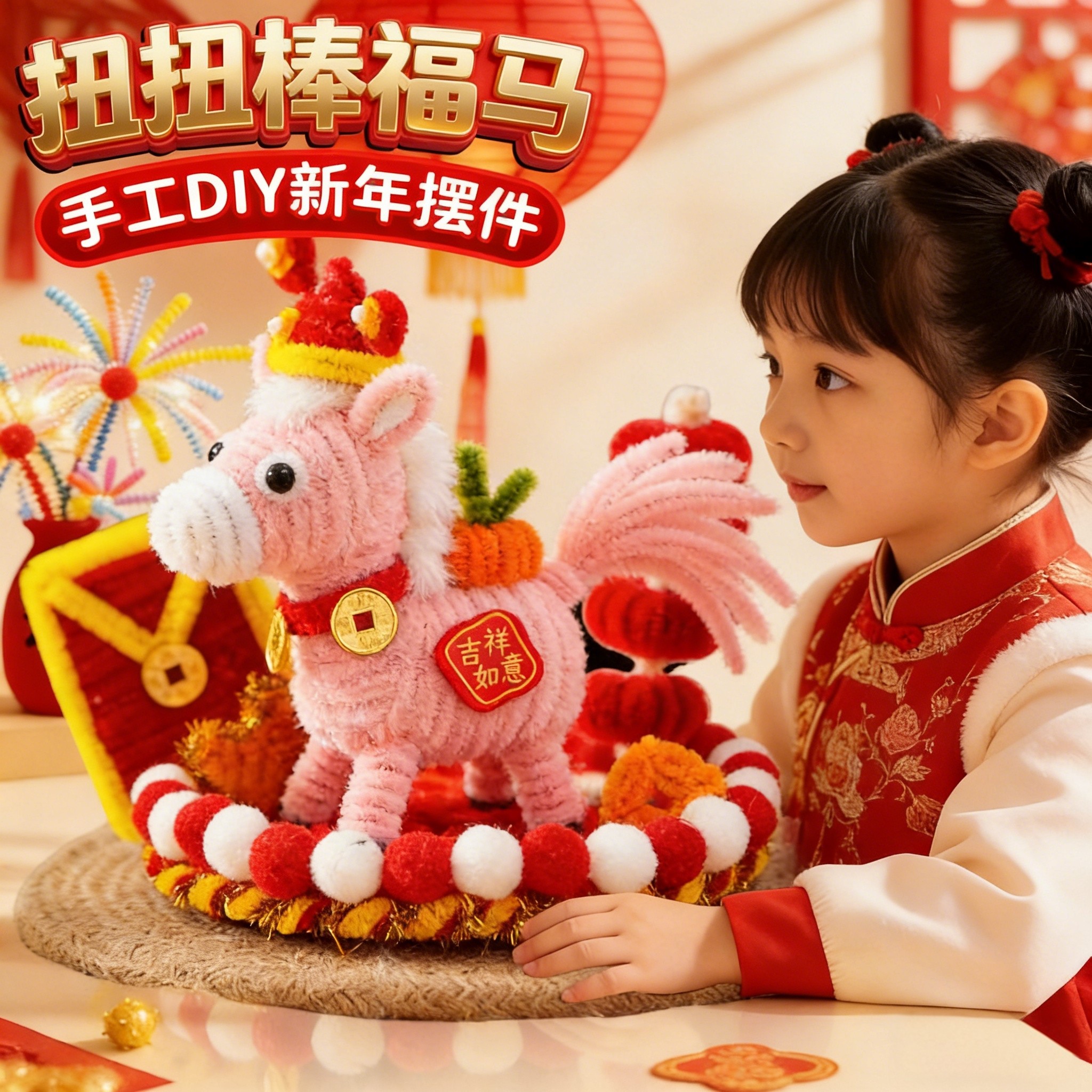 2026新年扭扭棒福马手工diy材料包幼儿园女孩作品儿童小学生玩具,玩具/童车/益智/积木/模型,手工创意粘贴类,淘宝优惠券,粉丝福利购,淘宝优惠卷