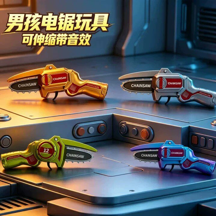 电锯玩具儿童可伸缩带音效手持仿真模型开学迷你火花伐木整蛊神器