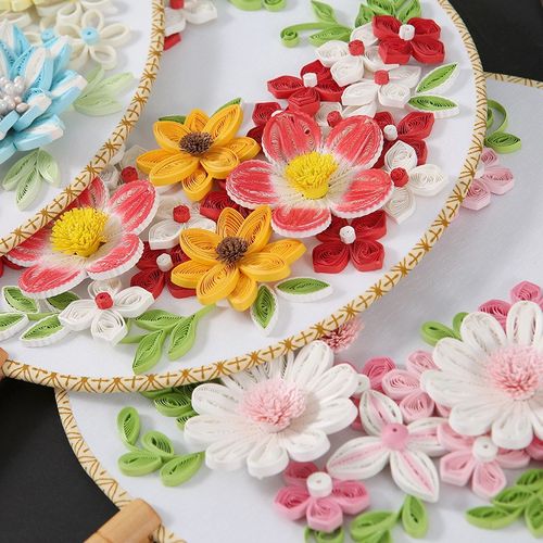 衍纸手工扇套装木柄材料包空白diy扇子团扇衍纸画中国风礼品