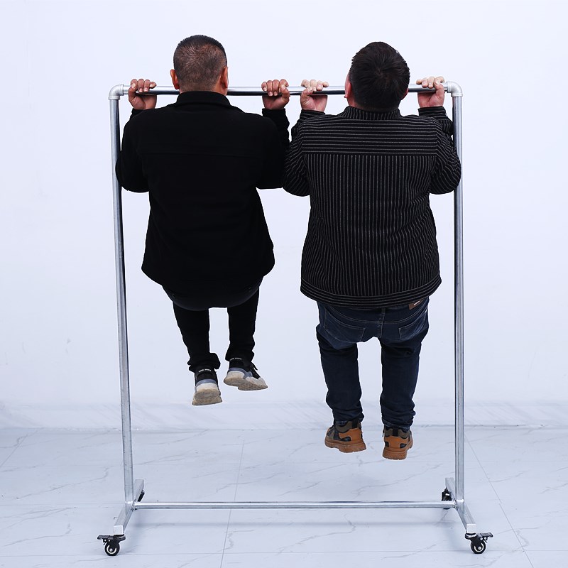 直销服装店带轮水管铁艺展示架落地式挂衣架简易单杆家用晾衣服架