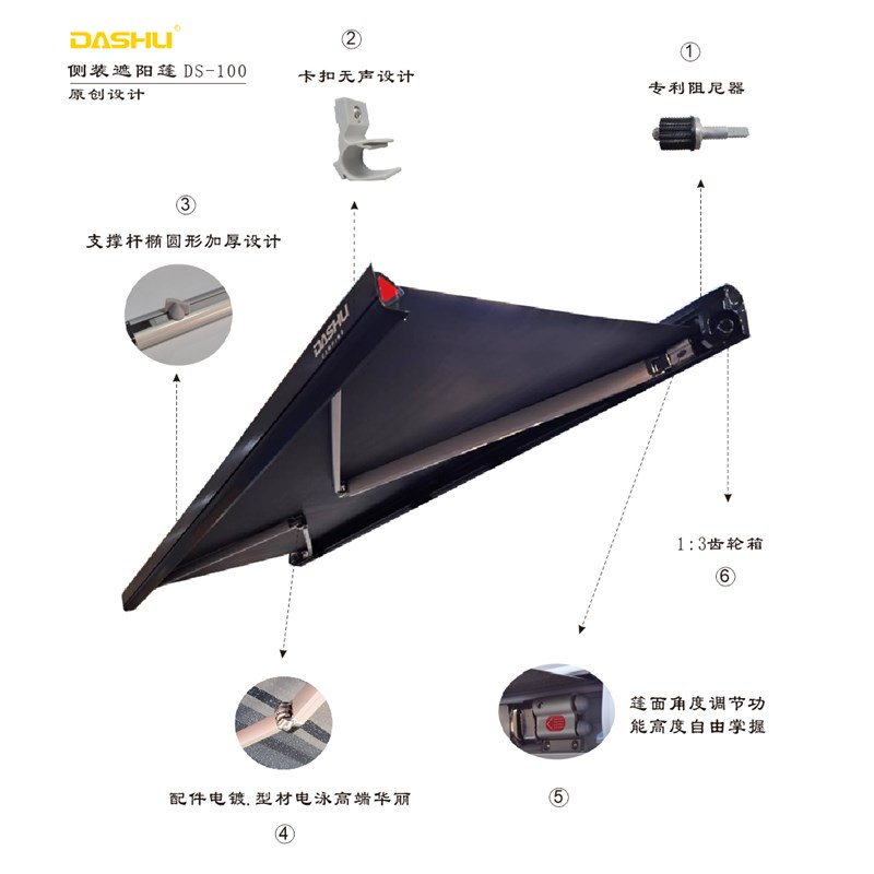 第二代抗风型高端房车遮阳篷 车边帐篷 房车遮雨棚 汽车遮阳帘