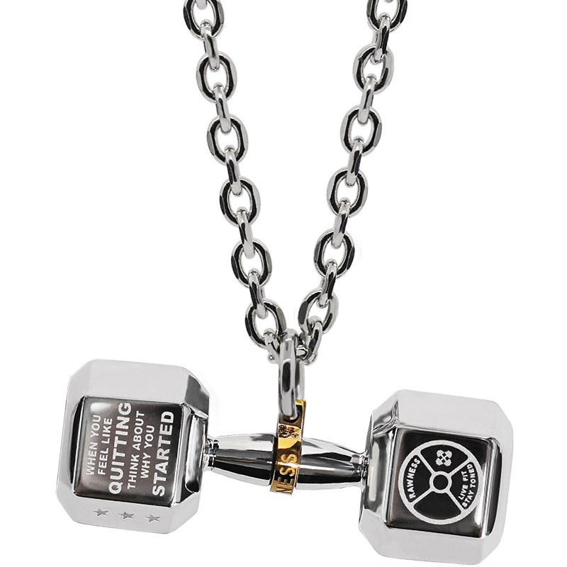 RAWNESS哑铃项链 杠铃锁骨链男士钛钢轻奢健身吊坠520送男友礼物