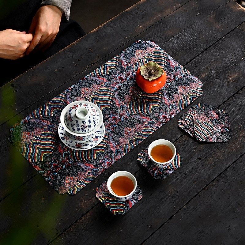 国风云锦双面茶席禅意干泡茶垫茶具吸水新中式茶巾国潮茶桌茶几垫,居家布艺,茶席,淘宝优惠券,粉丝福利购,淘宝优惠卷