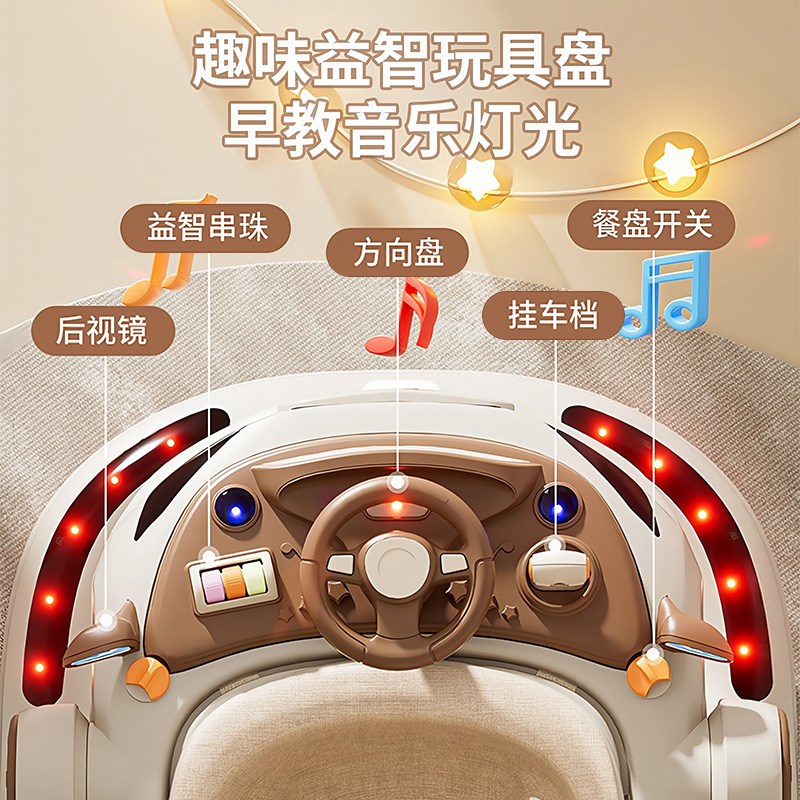 婴儿学步车防o型腿防侧翻可折叠多功能推车6到18个月学走路助步车