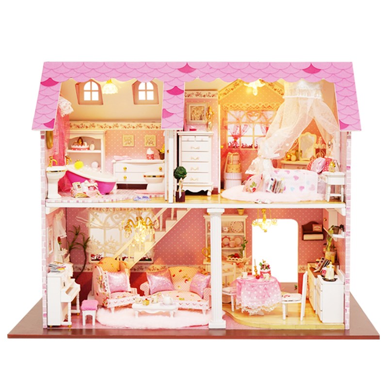 智趣屋diy小屋别墅大型粉色甜心手工拼装模型创意送女孩生日礼物