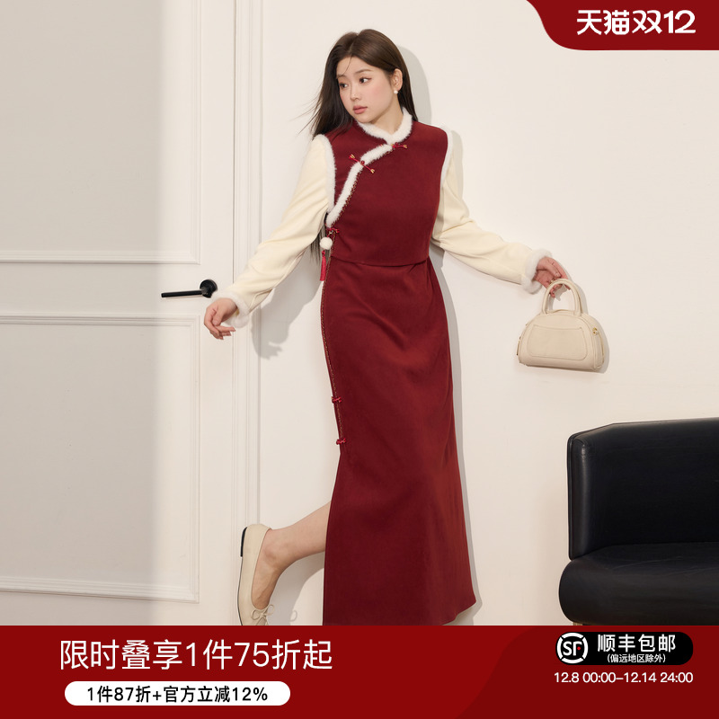 大码女装蓝语气质百搭连衣裙