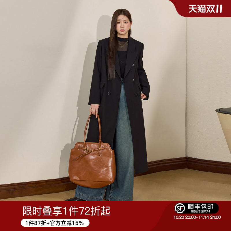 气质显瘦风衣大码女装蓝语