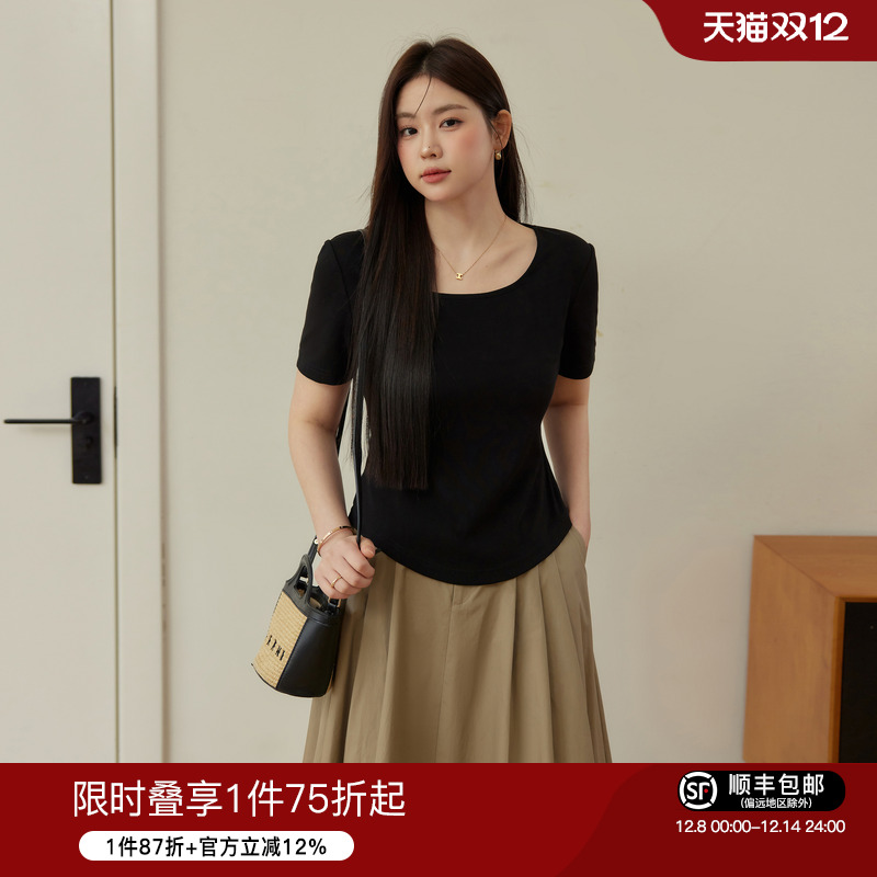 大码女装蓝语舒适通勤基础款T恤