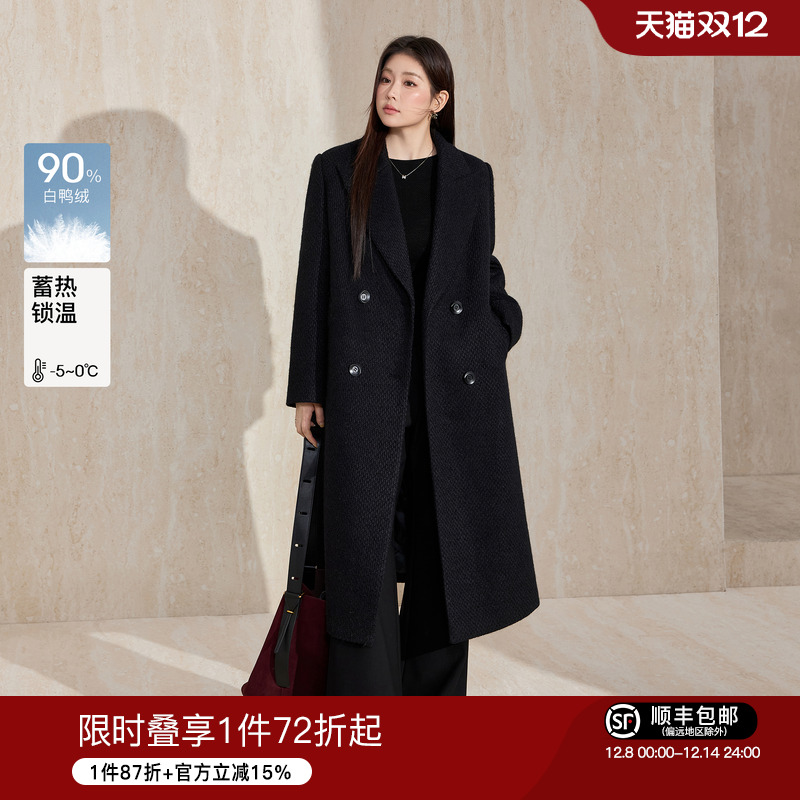 蓝语黑色经典羽绒服毛呢大衣外套