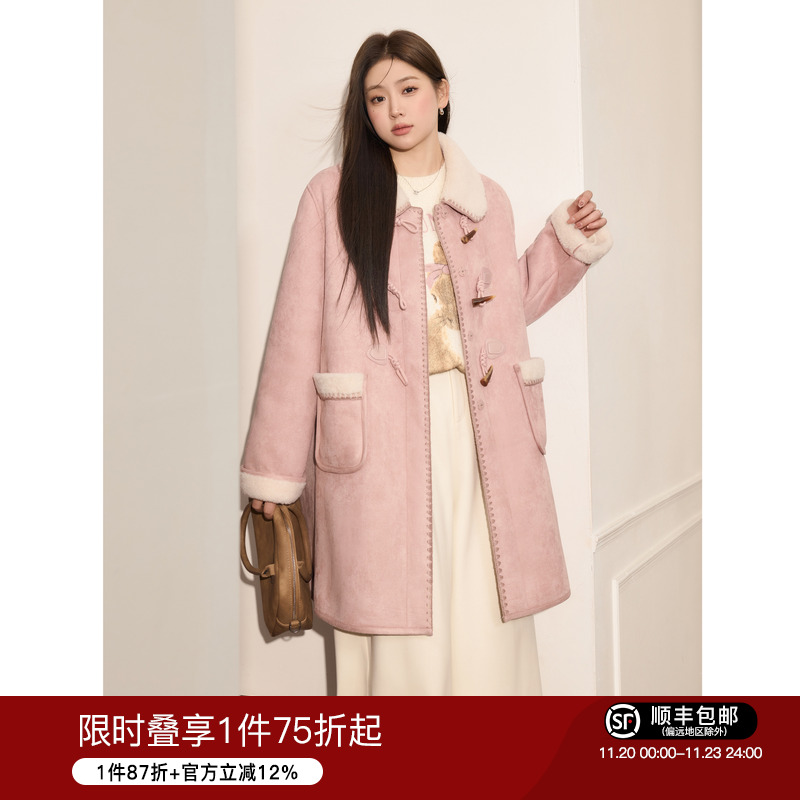 大码女装蓝语仿皮毛一体外套