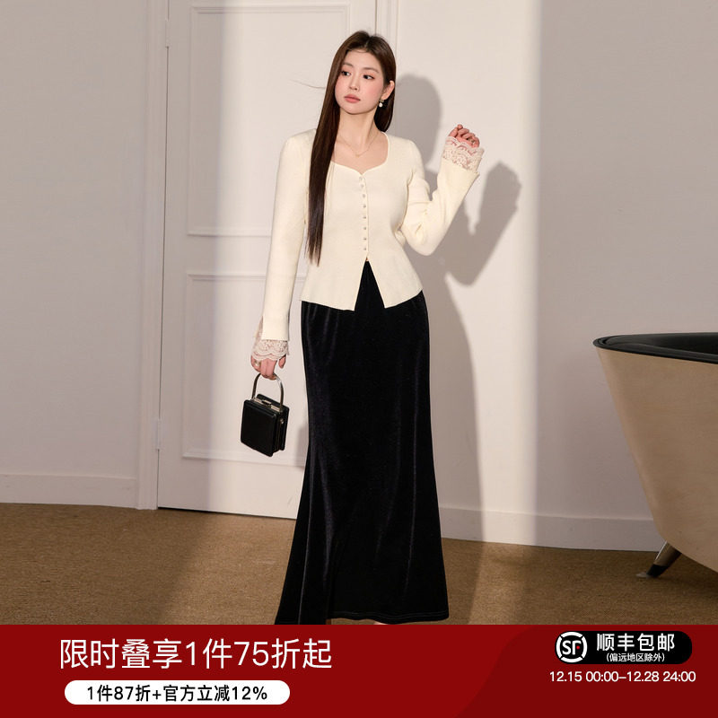 大码女装蓝语气质优雅套装