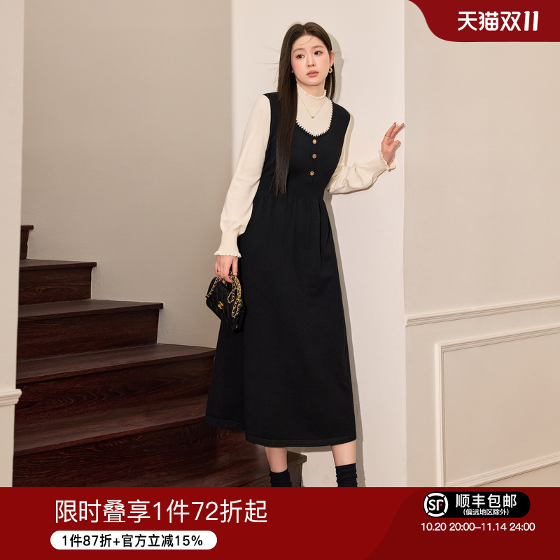 大码女装蓝语气质显瘦连衣裙