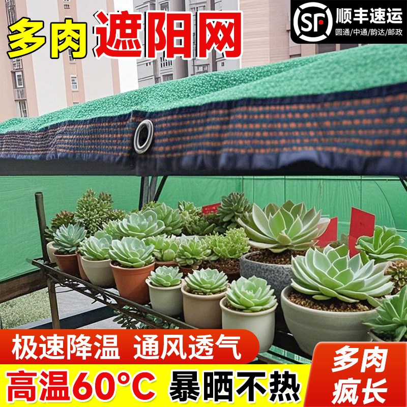 多肉遮阳网绿色防晒网植物菜地新型家用庭院加密加厚太阳遮阴网庶