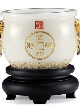琉璃聚宝盆家居装饰创意工艺品办公招财摆件送老板商务礼品高级感