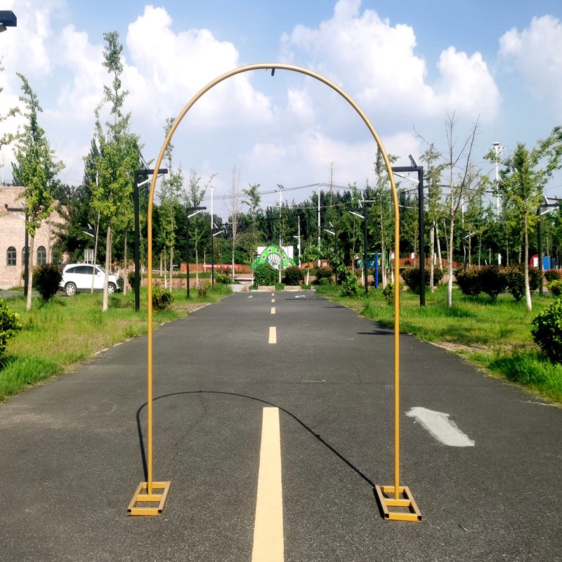 新款婚庆道具铁艺圆形气球拱门架子户外草坪婚礼公园长廊拱门花架