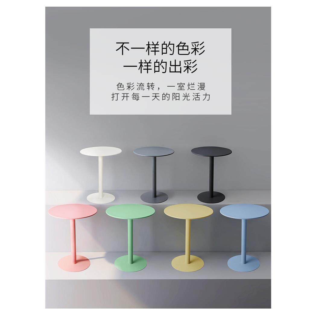 北欧简约接待洽谈桌家用阳台休闲餐桌奶茶店白色烤漆小圆桌