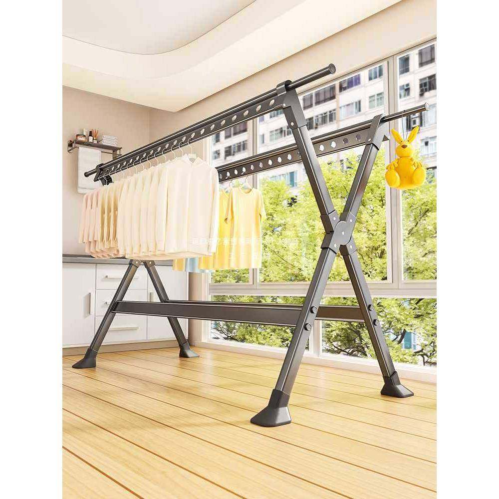 ///晾衣架阳台家用落地室内外折叠不锈钢凉衣服加粗加厚杆晒被子