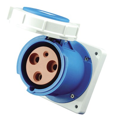 国曼电气MNIEKNES单相2P+PE三孔63A防水工业插头面板直座MN6332