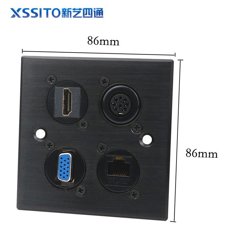 高端铝合金属面板D型模块HDMI高清加VGA话筒带八芯手拉手话筒插座,橡塑材料及制品,塑料桶/塑料瓶/塑料罐,淘宝优惠券,粉丝福利购,淘宝优惠卷