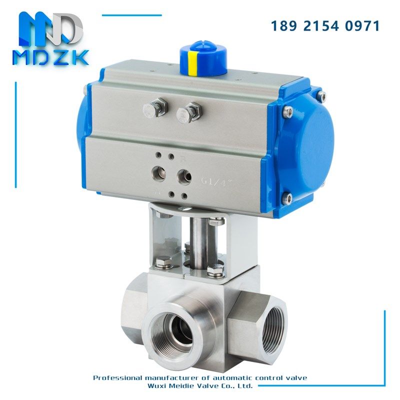 MDZK-AT-Q614/5  F/N-320P气动耐高压丝口扣天然气不锈钢三通球阀