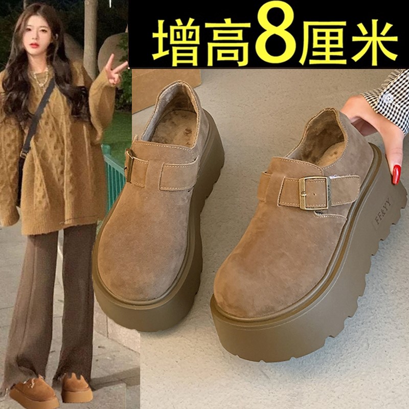 松糕厚底增高女鞋加绒勃肯鞋女20