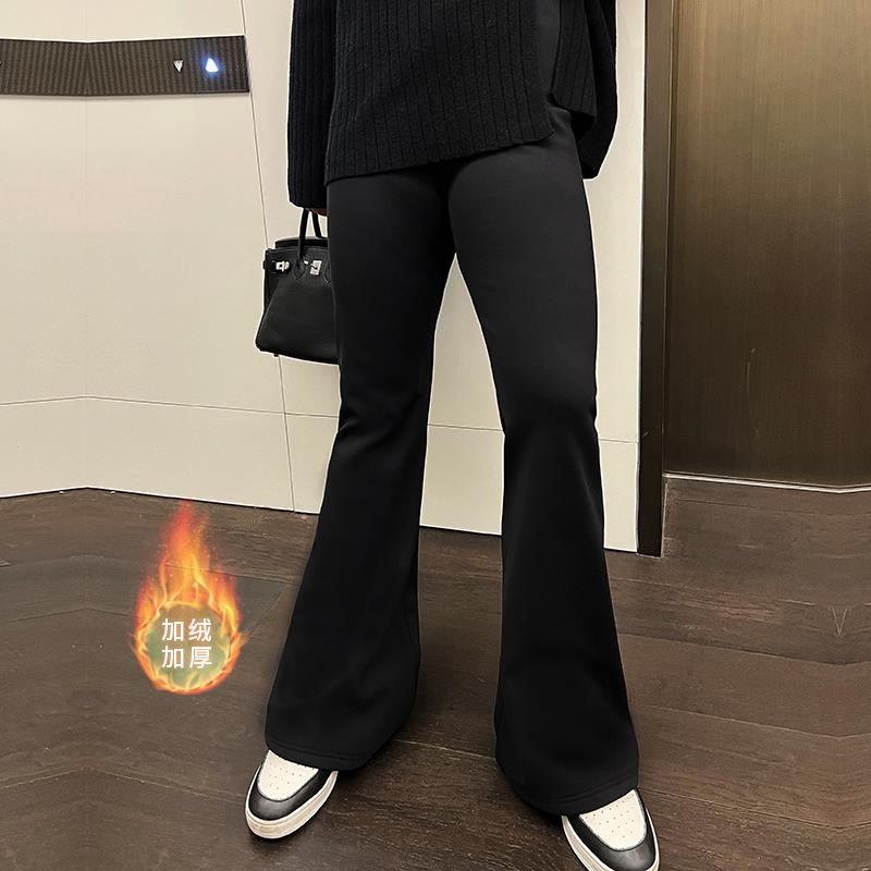 大码女装加绒喇叭裤2024年冬装新