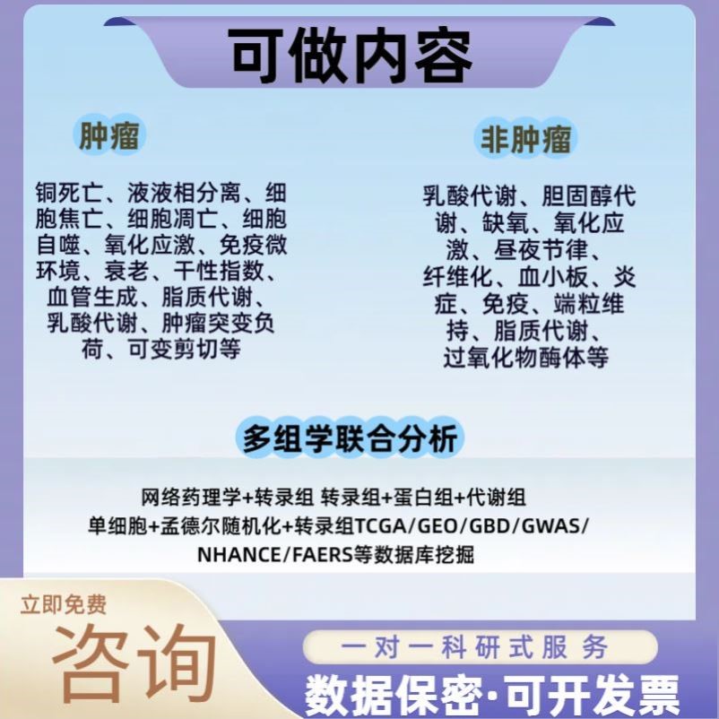 生信分析服务生物信息数据挖掘孟德尔随机化单细胞测序转录组代做