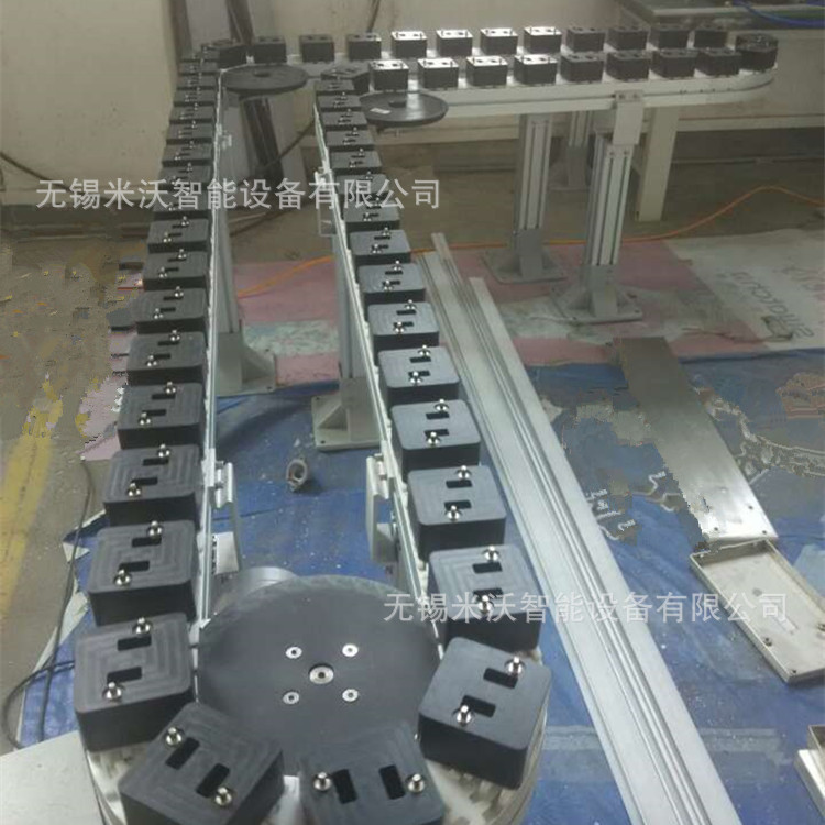 环形柔性链闭合展示台 闭循环柔性输送 链板线周转线型材输送系统