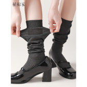 堆堆袜女miu系芭蕾风长筒袜配小皮鞋 灰色小腿袜子2026春夏季 新款