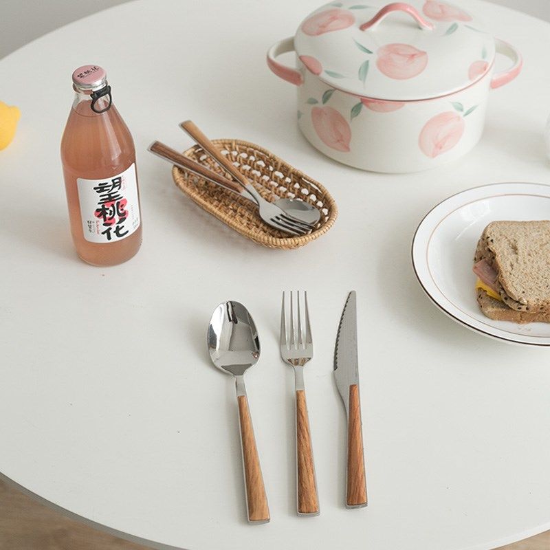 仿木柄 不锈钢刀叉勺 304餐具套装 汤勺餐叉 西餐饭勺甜品,农用物资,苗木固定器/支撑器,淘宝优惠券,粉丝福利购,淘宝优惠卷