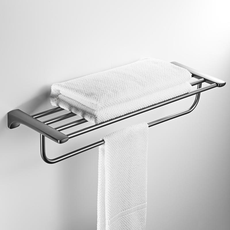 枪灰色壁挂式浴巾架套装浴室免打孔毛巾杆卫生间毛巾架马桶刷单杆