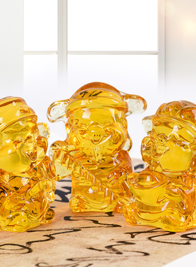 黄水晶福禄寿喜财摆件q  开业礼品家居装饰品乔迁新居小摆件