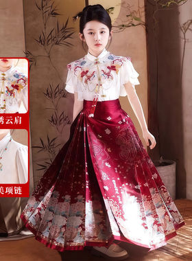 2026新款明制马面裙汉服女童秋冬款中国风古装母女唐装拜年服套装