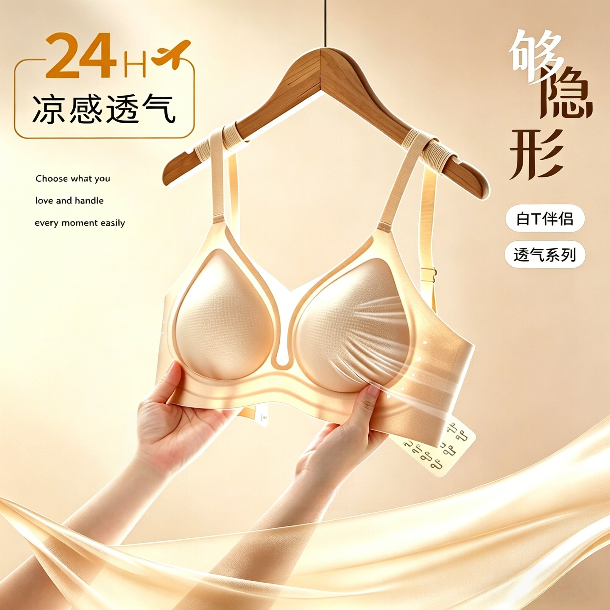大码内衣女夏薄款大胸显小隐形无痕聚拢收副乳上托粉底液文胸胖mm
