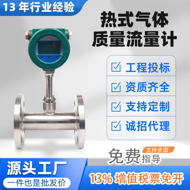 热式气体质量流量计管道插入式高精度压缩空气氮气微小气体流量计