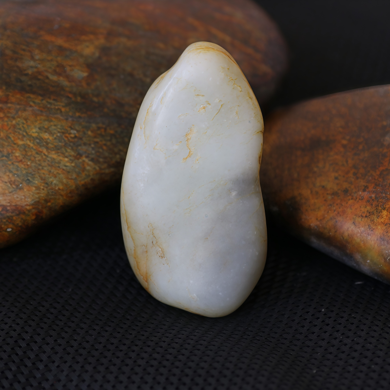 新疆和田玉黄沁独籽手镯平安扣青花籽料墨玉挂件白玉洒金皮手串