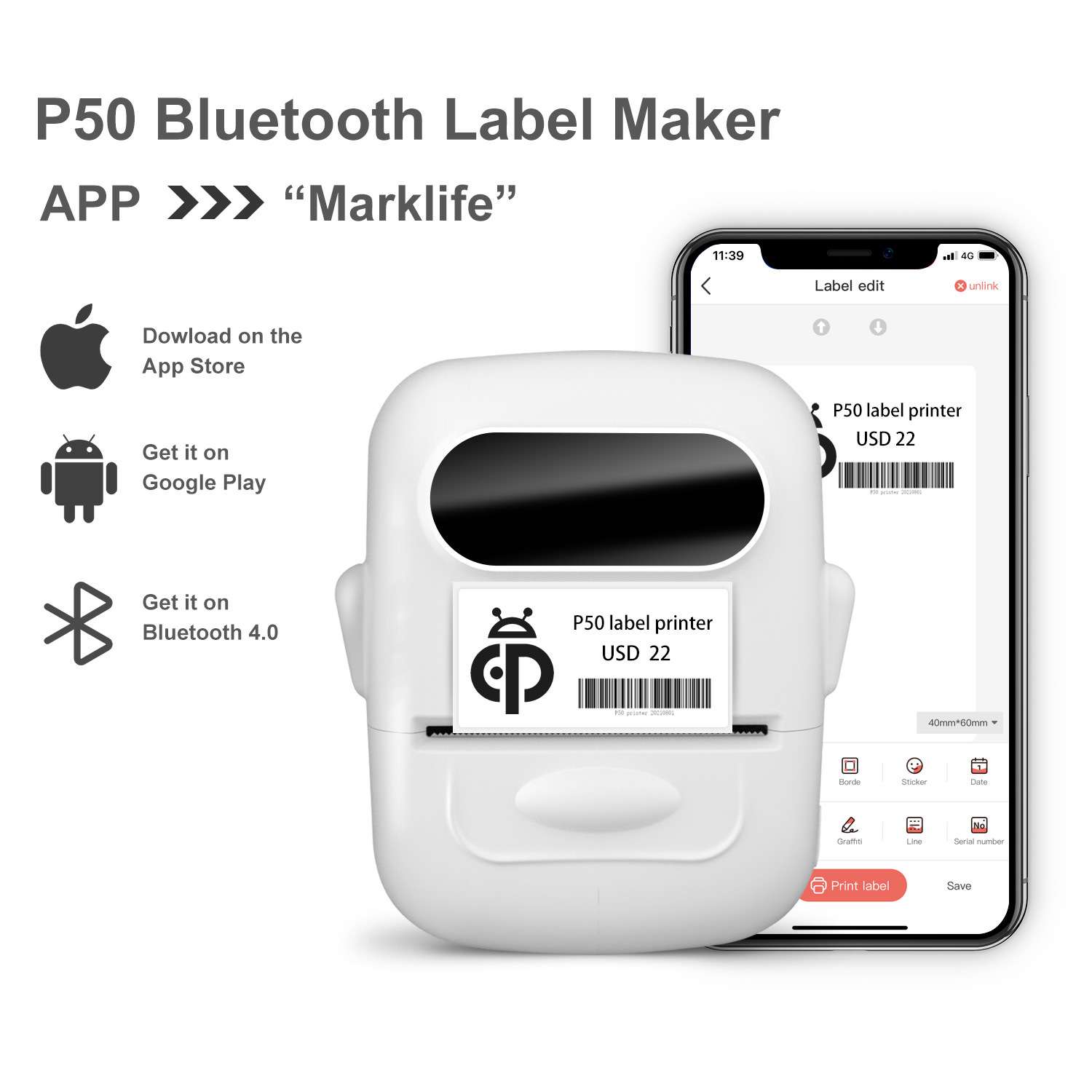 Jewelry clothes tag label printer珠宝衣服吊牌标签迷你打印机