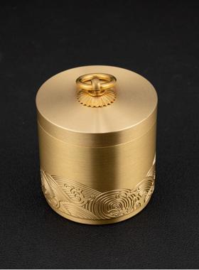 黄铜车载烟灰缸密封茶叶罐香粉摆件家用罐便携小号随身旅行