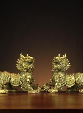 杨铜记 铜麒麟 祥瑞麒麟 八宝麒麟 家居办公室铜摆件