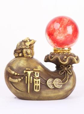 杨铜记铜 福袋金蟾 摆件水晶球金蟾 工艺礼品摆件 福到金蟾