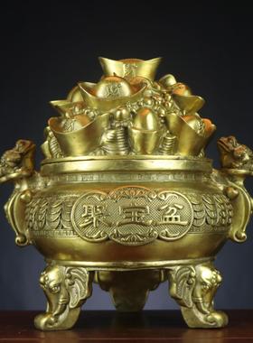 杨铜记 铜聚宝盆 元宝聚宝盆金蟾如意 金钱聚宝盆